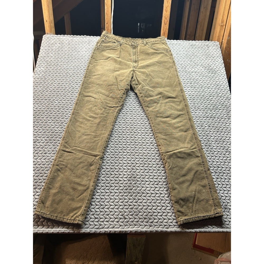 Wrangler Rugged Wear Mens 36x36 Lined Work Jeans Brown Faded